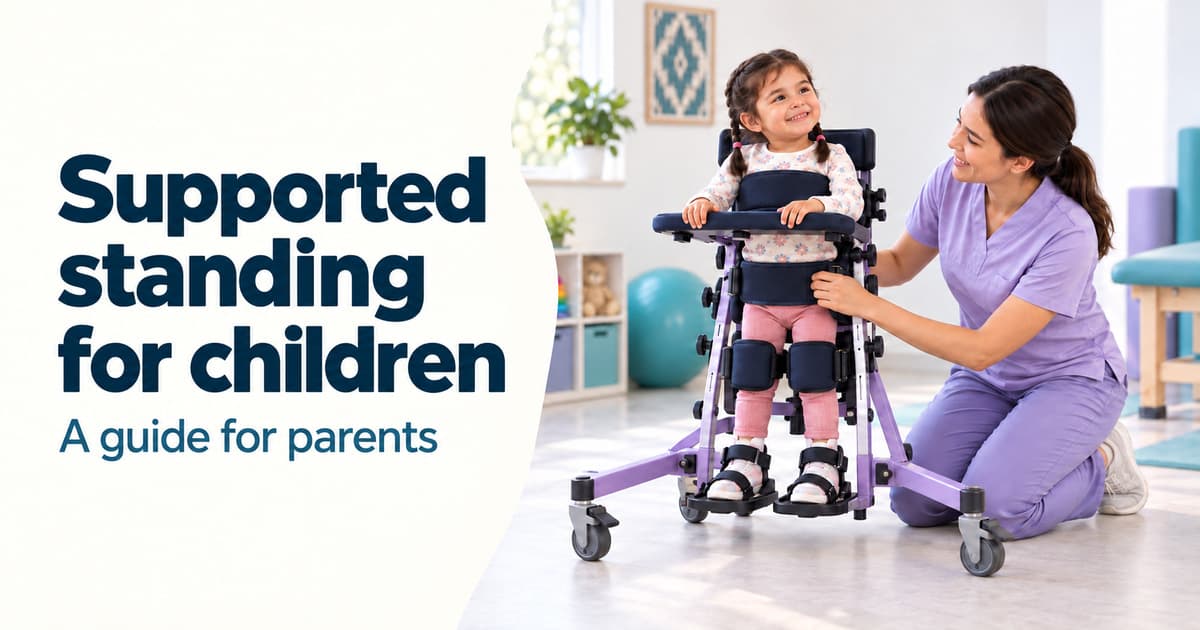Supported standing for children who cannot yet stand independently